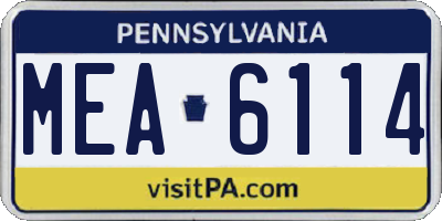 PA license plate MEA6114