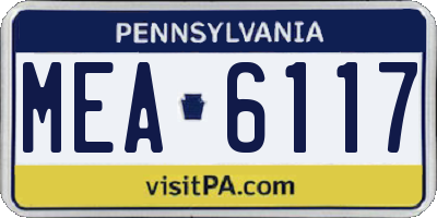 PA license plate MEA6117