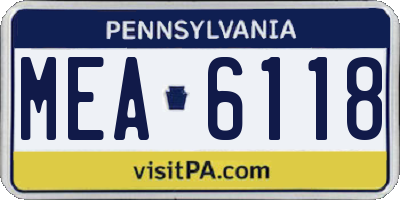 PA license plate MEA6118