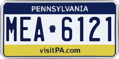 PA license plate MEA6121
