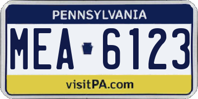 PA license plate MEA6123