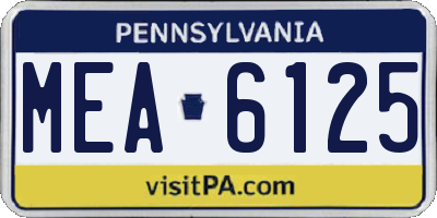 PA license plate MEA6125