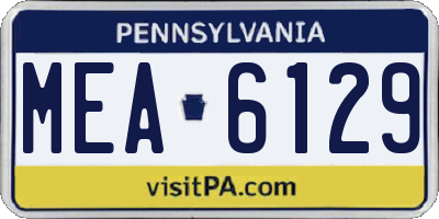 PA license plate MEA6129
