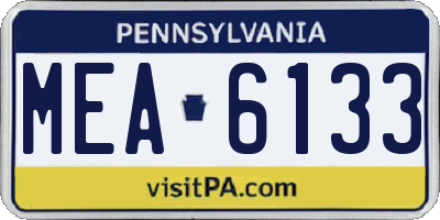 PA license plate MEA6133