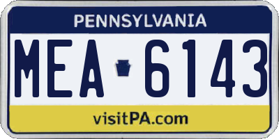 PA license plate MEA6143