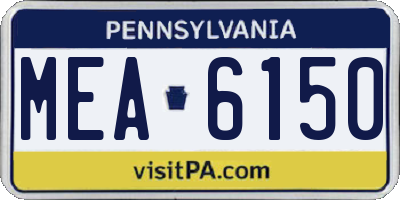 PA license plate MEA6150