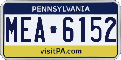 PA license plate MEA6152