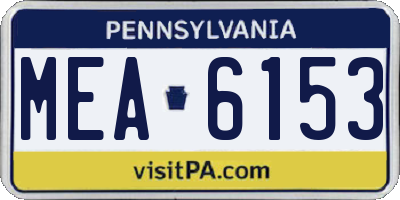 PA license plate MEA6153