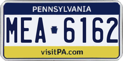 PA license plate MEA6162