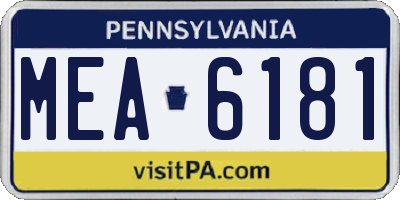 PA license plate MEA6181