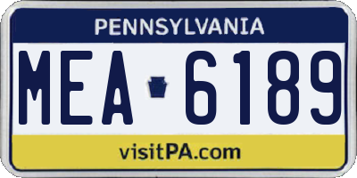 PA license plate MEA6189