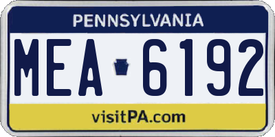 PA license plate MEA6192