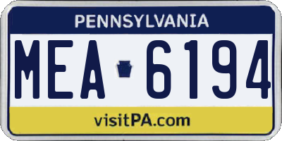PA license plate MEA6194