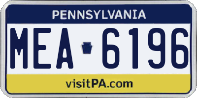 PA license plate MEA6196