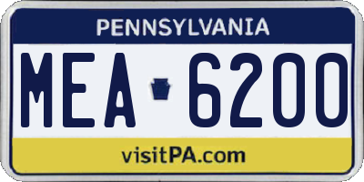 PA license plate MEA6200
