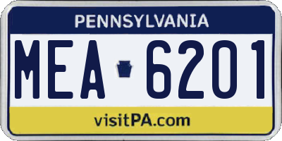 PA license plate MEA6201
