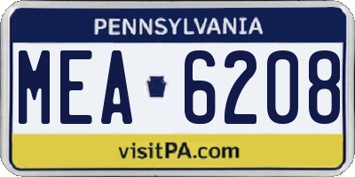 PA license plate MEA6208