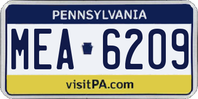 PA license plate MEA6209