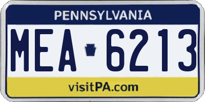PA license plate MEA6213