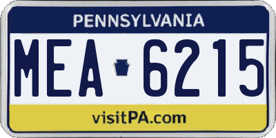 PA license plate MEA6215