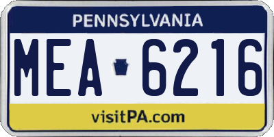 PA license plate MEA6216