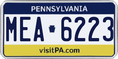 PA license plate MEA6223