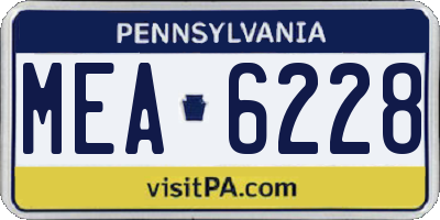 PA license plate MEA6228