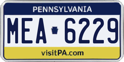 PA license plate MEA6229