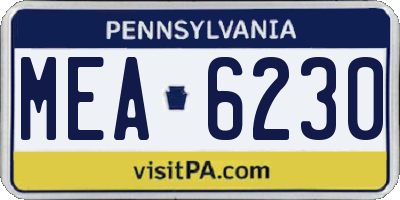 PA license plate MEA6230