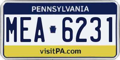 PA license plate MEA6231