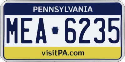 PA license plate MEA6235
