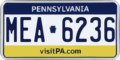 PA license plate MEA6236