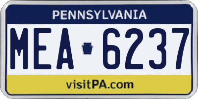 PA license plate MEA6237
