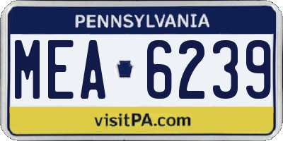 PA license plate MEA6239