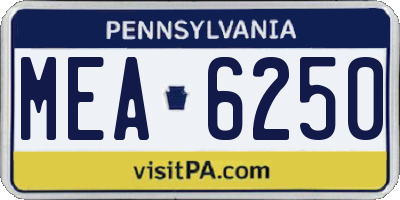 PA license plate MEA6250