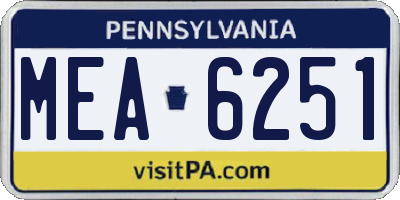 PA license plate MEA6251
