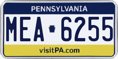 PA license plate MEA6255