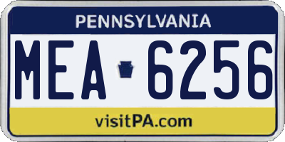 PA license plate MEA6256