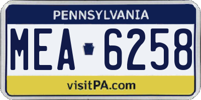 PA license plate MEA6258