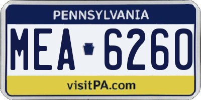 PA license plate MEA6260