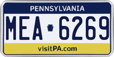 PA license plate MEA6269