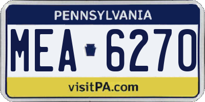 PA license plate MEA6270