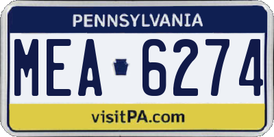 PA license plate MEA6274