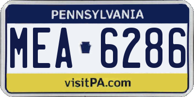 PA license plate MEA6286