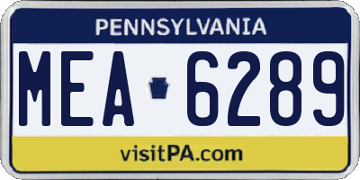 PA license plate MEA6289