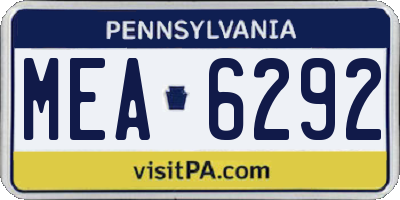 PA license plate MEA6292