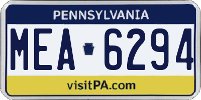 PA license plate MEA6294