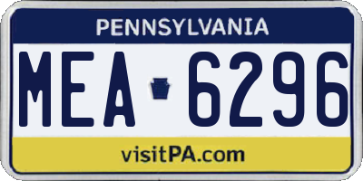 PA license plate MEA6296
