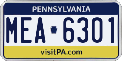 PA license plate MEA6301