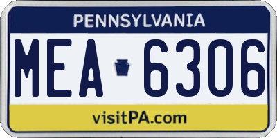 PA license plate MEA6306